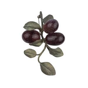 NGA National Gallery of Art Vintage Brooch Glass Grape Cluster Leaves